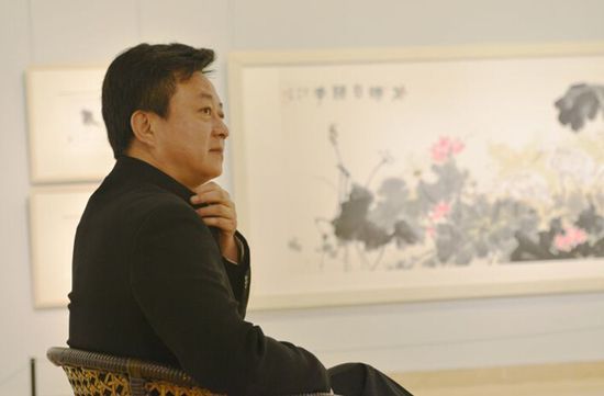 央视主播朱军首次台北书画展 绘画得到同仁赞赏