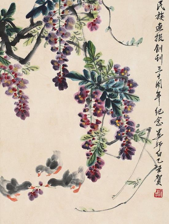 国画大师好萌 看娄师白画小鸭子