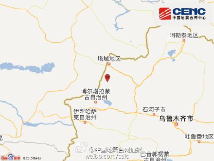 新疆裕民县发生3.7级地震 震源深度10千米