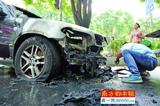 豪车自燃“烧成渣”车主称“烧就烧了呗”(图)