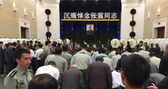 9月9日上午，开国中将张震同志遗体告别仪式在北京八宝山革命公墓举行。