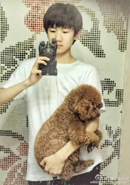 王源单手抱狗展男子汉魅力