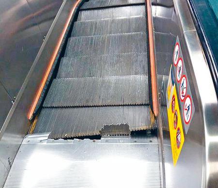 香港地铁手扶梯突“爆裂”疑被外来螺丝钉卡住（图）