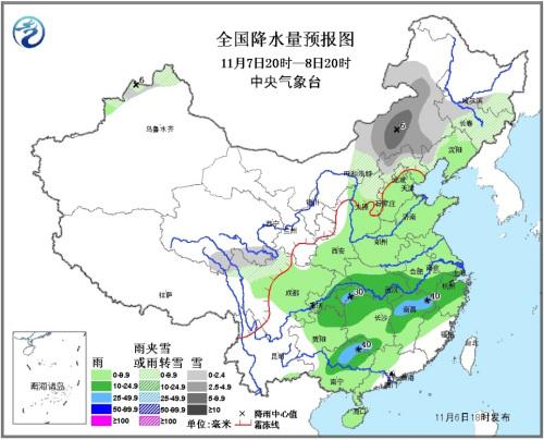 中东部地区有大范围雨雪降温天气 北部海区有大风