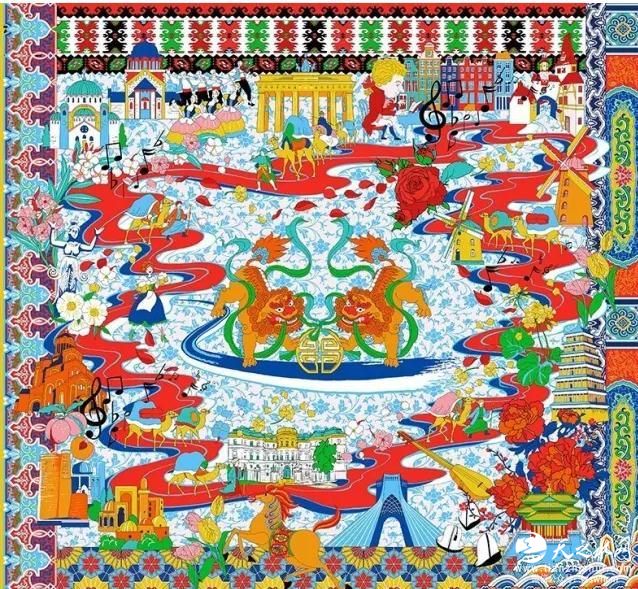 新华社“一带一路全球行”：丝绸之路方巾设计