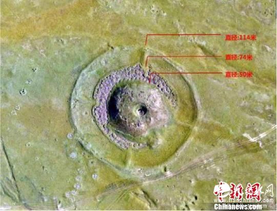 考古发现迄今为止新疆规模最大青铜时代太阳祭坛遗址。图为航拍图。丝绸之路天山道科考队供图 摄