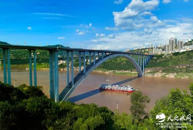 万州长江大桥原名万县长江大桥，是一座公路桥。这是连接318国道线的一座特大型公路配套桥，是长江上第一座单孔跨江公路大桥，也是当时世界上同类型跨度最大的拱桥。全桥长814米，宽23米，桥拱净跨420米，桥面距江面高140米。主桥于1997年5月竣工通车，是当时世界上跨径和规模最大的钢筋混凝土拱桥。