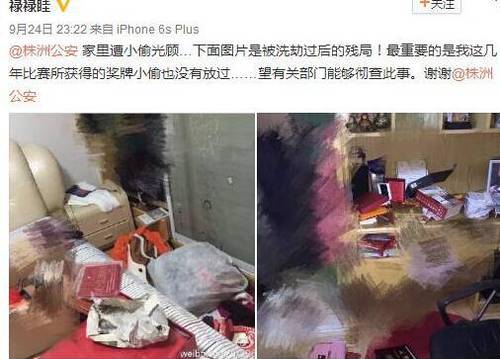 体操世界冠军眭禄家被盗细节：嫌犯嫌金牌是镀金没有熔化销赃