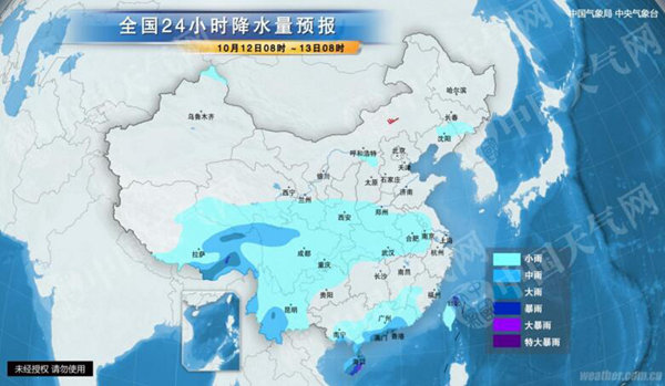 此外，青藏高原中东部、西北地区东南部等地依然是阴雨（雪）连绵。预计12日至13日，青藏高原中东部、西北地区东南部、西南地区大部有雨雪天气，其中青海南部、川西高原西北部、西藏东北部等地的部分地区有小到中雪或雨夹雪，当地需注意防范。