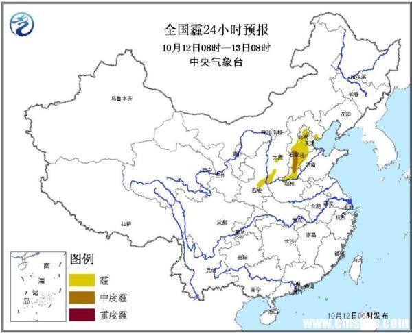 据预报，12日京津冀区域风向系统性将转为偏南，扩散条件一般，河南北部以轻至中度污染为主；其它地区以良至轻度污染为主，其中京津冀中南部地区可能出现短时中度污染。首要污染物主要为PM2.5。