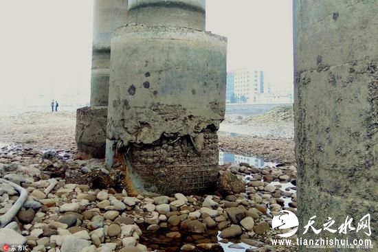 湖南大桥建成六年桥墩如遭虫蛀