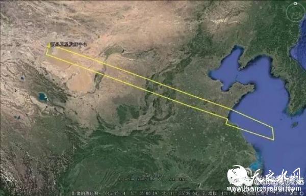 神舟十一号发射时禁飞区示意图，来自微博@航空航天港