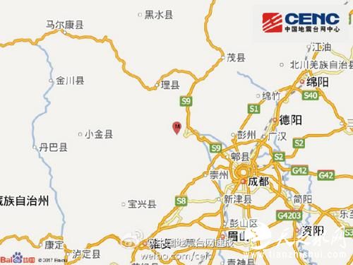 四川阿坝州汶川县发生4.0级地震震源深度13千米