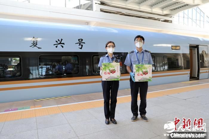 图为包装好的庆阳樱桃，准备“搭乘”高铁销往全国。　宋佳龙 摄