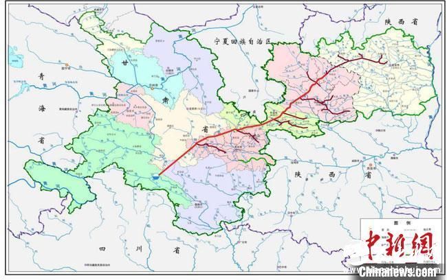 图为白龙江引水工程规划管网图。　甘肃省水利厅供图